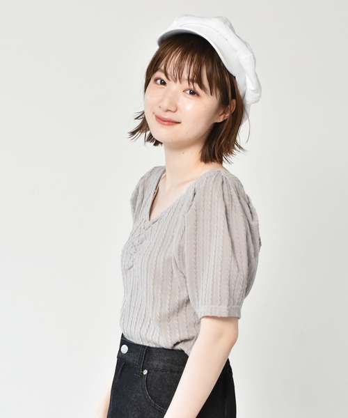 RETRO GIRL（レトロガール）の「ナチュラルキャスケット（キャスケット・レディース・ブラック/オフホワイト/ライトベージュ・FREE）」の13枚目の写真