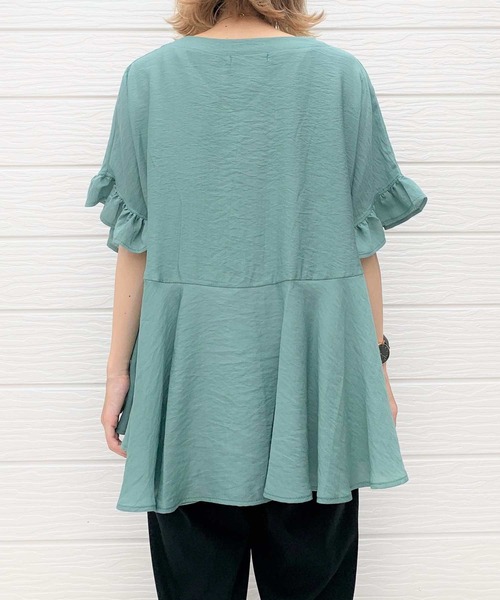 Q（キュー）の「フロントギャザーフリルブラウス（シャツ/ブラウス・レディース・グリーン/アイボリー/ブラック・MEDIUM）」の6枚目の写真