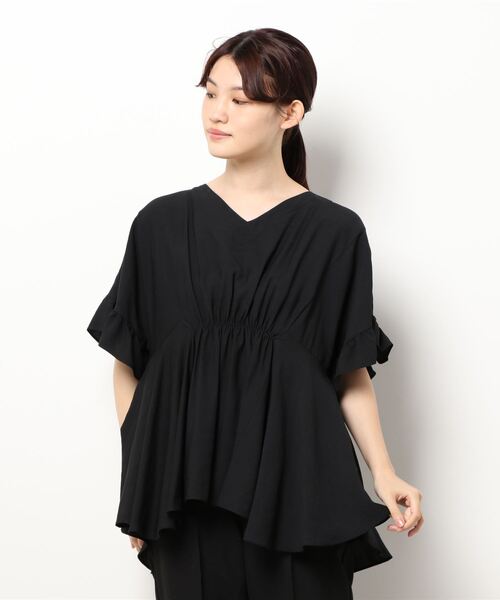 Q（キュー）の「フロントギャザーフリルブラウス（シャツ/ブラウス・レディース・グリーン/アイボリー/ブラック・MEDIUM）」の12枚目の写真