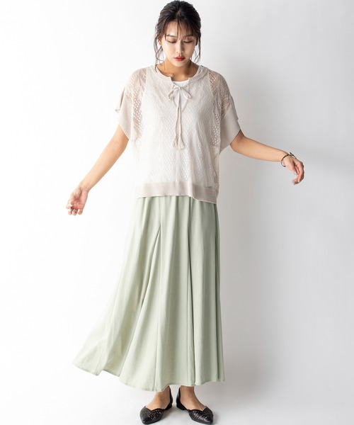 MILLION CARATS(ミリオンカラッツ)の「【STYLE4】透かし編み半袖ニットセット(ニット/セーター・レディース・オフホワイト/オレンジ・FREE)」の3枚目の写真