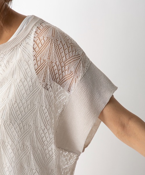 MILLION CARATS(ミリオンカラッツ)の「【STYLE4】透かし編み半袖ニットセット(ニット/セーター・レディース・オフホワイト/オレンジ・FREE)」の8枚目の写真