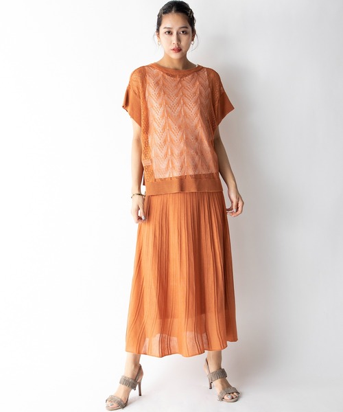 MILLION CARATS(ミリオンカラッツ)の「【STYLE4】透かし編み半袖ニットセット(ニット/セーター・レディース・オフホワイト/オレンジ・FREE)」の12枚目の写真