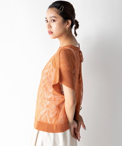 MILLION CARATS(ミリオンカラッツ)の「【STYLE4】透かし編み半袖ニットセット(ニット/セーター・レディース・オフホワイト/オレンジ・FREE)」の13枚目の写真