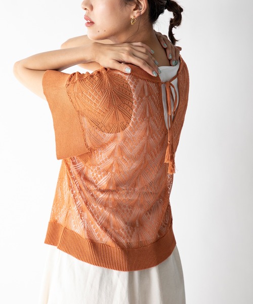 MILLION CARATS(ミリオンカラッツ)の「【STYLE4】透かし編み半袖ニットセット(ニット/セーター・レディース・オフホワイト/オレンジ・FREE)」の22枚目の写真