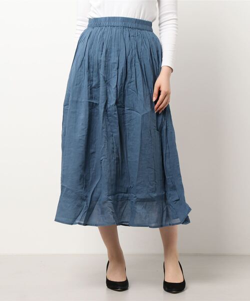 Samansa Mos2 blue（サマンサモスモスブルー）の「ボイルギャザースカート（スカート・レディース・パープル/グレー/カーキ/ブルー/チャコール・ﾌﾘ-）」の8枚目の写真