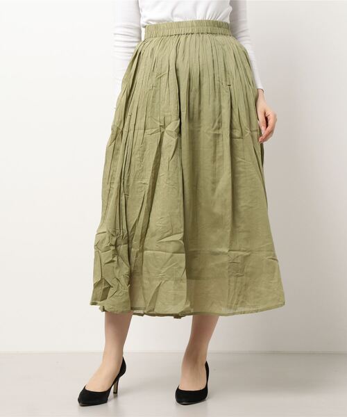 Samansa Mos2 blue（サマンサモスモスブルー）の「ボイルギャザースカート（スカート・レディース・パープル/グレー/カーキ/ブルー/チャコール・ﾌﾘ-）」の9枚目の写真