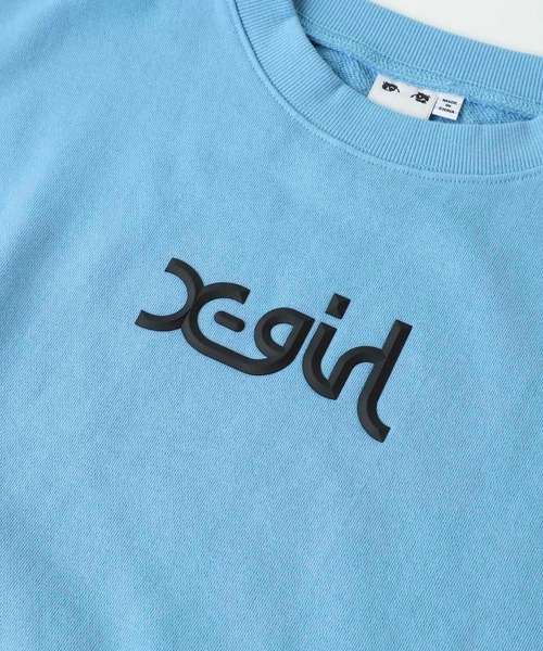 X-girl（エックスガール）の「THICK RUBBER MILLS LOGO CREW SWEAT TOP（スウェット・レディース・ライトブルー/ブラック/ベージュ/パープル・S/M/L/XL）」の19枚目の写真