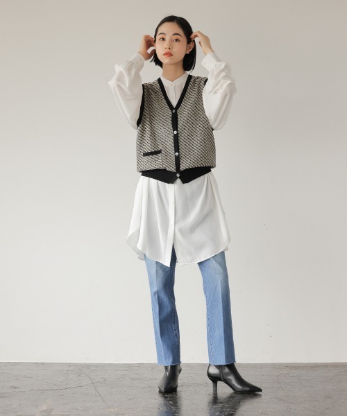 LOWRYS FARM（ローリーズファーム）の「レトロガラボタンアキベスト　218086（ベスト・レディース・ブラック/ブラウン/グリーン・FREE）」の16枚目の写真