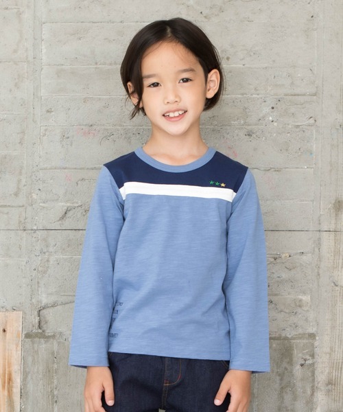 RAGMART（ラグマート）の「バイカラー切り替えTシャツ（Tシャツ/カットソー・キッズ・グレー/サックスブルー・90cm/95cm/80ｃｍ/70cm）」の2枚目の写真