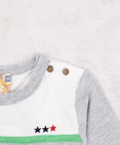 RAGMART（ラグマート）の「バイカラー切り替えTシャツ（Tシャツ/カットソー・キッズ・グレー/サックスブルー・90cm/95cm/80ｃｍ/70cm）」の4枚目の写真