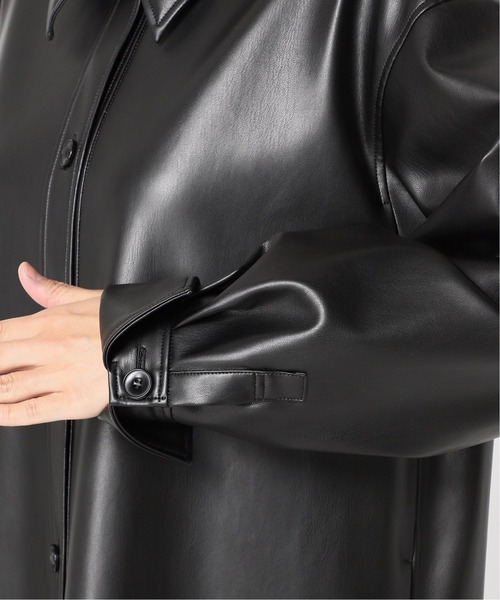 Noble（ノーブル）の「フェイクレザーロングシャツ◇（その他アウター
