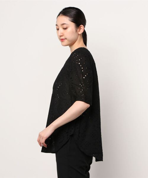 Brownie（ブラウニー）の「Brownie コットンレースブサム切り替えブラウス（シャツ/ブラウス・レディース・ホワイト/ブラック/オレンジ/ブルー/マスタード・M）」の14枚目の写真