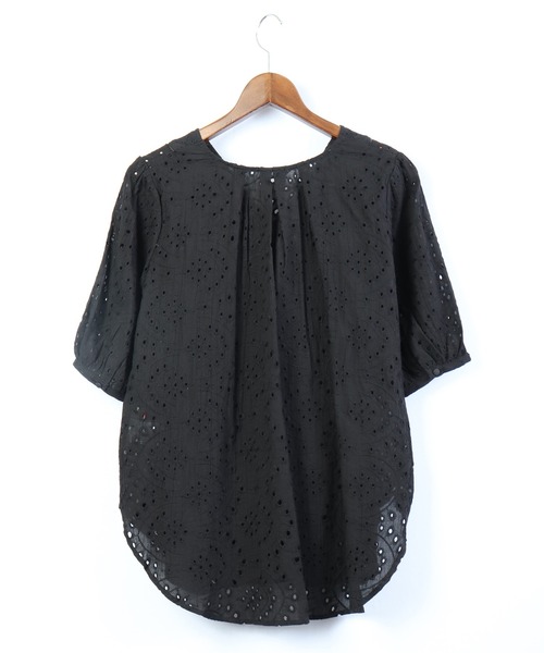 Brownie（ブラウニー）の「Brownie コットンレースブサム切り替えブラウス（シャツ/ブラウス・レディース・ホワイト/ブラック/オレンジ/ブルー/マスタード・M）」の16枚目の写真