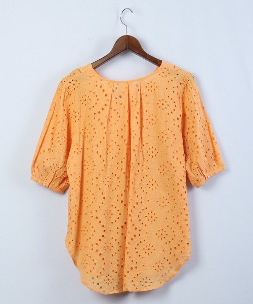 Brownie（ブラウニー）の「Brownie コットンレースブサム切り替えブラウス（シャツ/ブラウス・レディース・ホワイト/ブラック/オレンジ/ブルー/マスタード・M）」の19枚目の写真