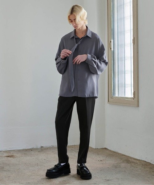 Loose/ルース(ルース)の「ドレープラスター スリムテーパードスラックス【セットアップ対応】(スラックス・メンズ・ブラック/グレー系その他/ブラウン系その他・S/M/L)」の5枚目の写真