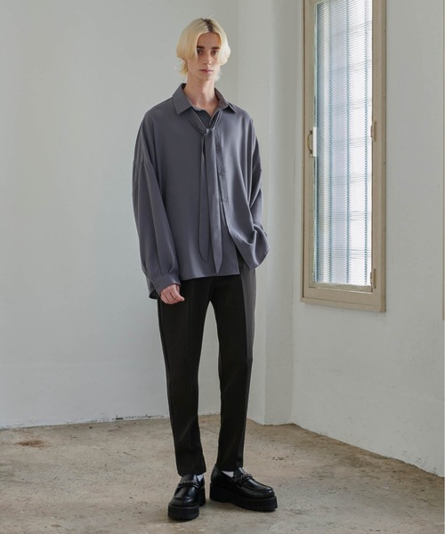 Loose/ルース(ルース)の「ドレープラスター スリムテーパードスラックス【セットアップ対応】(スラックス・メンズ・ブラック/グレー系その他/ブラウン系その他・S/M/L)」の6枚目の写真