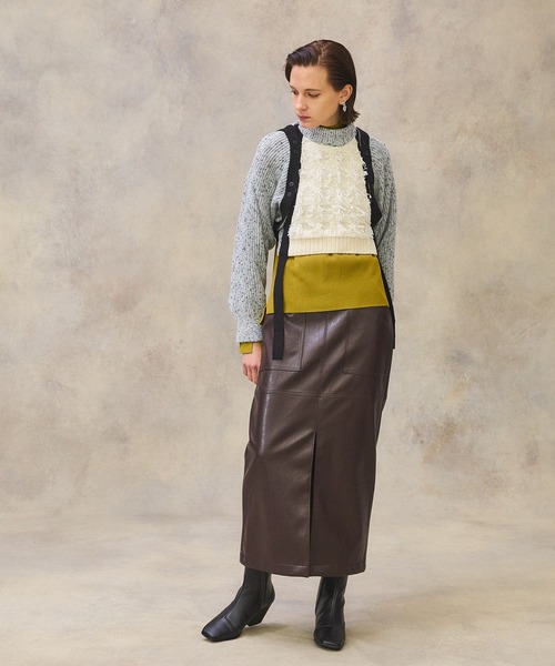 PUBLIC TOKYO（パブリックトウキョウ）の「カットフリンジニット /マルチウェイ（ニット/セーター・レディース・ホワイト/ダークグレー・FREE）」の15枚目の写真