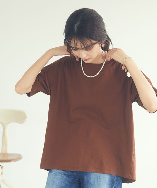 CRAFT STANDARD BOUTIQUE(クラフトスタンダードブティック)の「プルオーバー2 *(Tシャツ/カットソー・レディース・アイボリー/ブラック/ピンク/レッド系その他5/ブラウン/マスタード/グリーン/ブルー系その他7・M/L)」の1枚目の写真