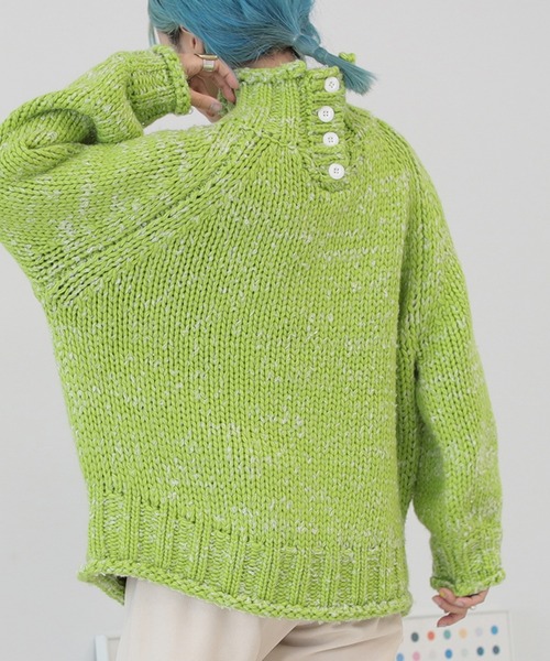 BeAMS DOT（ビームスドット）の「【WEB限定】BeAMS DOT / 2way 手編み風ニット（ニット/セーター・レディース・ブラック/オフホワイト/ケリー・FREE）」の3枚目の写真