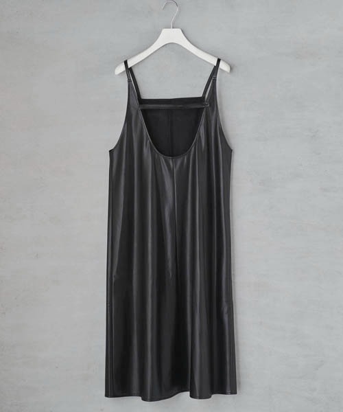 Lautreamont Bleublanc フェイクレザーキャミワンピース