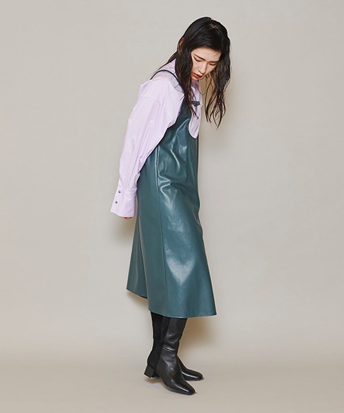 lautreamont BLEUBLANC（ロートレアモンブルーブラン）の「<lautreamont BLEUBLANC>フェイクレザーキャミワンピース（ワンピース・レディース・ブラック/カーキ/ベージュ・9号）」の21枚目の写真