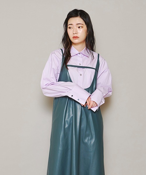 lautreamont BLEUBLANC（ロートレアモンブルーブラン）の「<lautreamont BLEUBLANC>フェイクレザーキャミワンピース（ワンピース・レディース・ブラック/カーキ/ベージュ・9号）」の11枚目の写真