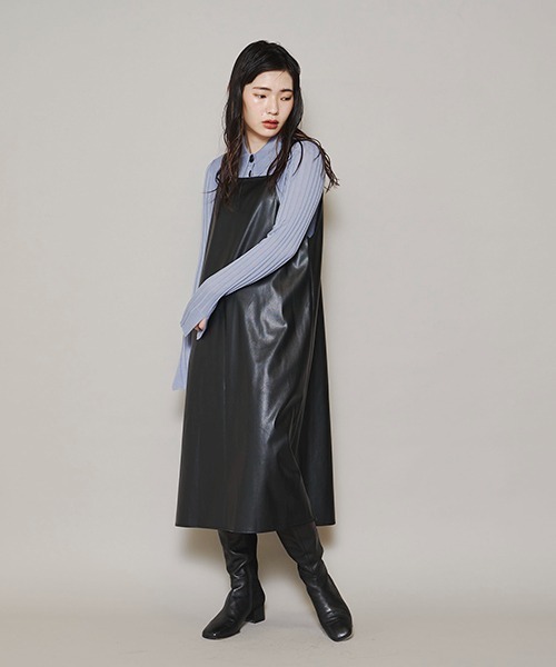 lautreamont BLEUBLANC（ロートレアモンブルーブラン）の「<lautreamont BLEUBLANC>フェイクレザーキャミワンピース（ワンピース・レディース・ブラック/カーキ/ベージュ・9号）」の22枚目の写真