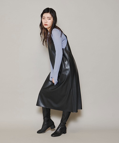 lautreamont BLEUBLANC（ロートレアモンブルーブラン）の「<lautreamont BLEUBLANC>フェイクレザーキャミワンピース（ワンピース・レディース・ブラック/カーキ/ベージュ・9号）」の19枚目の写真