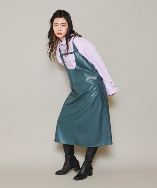 lautreamont BLEUBLANC（ロートレアモンブルーブラン）の「<lautreamont BLEUBLANC>フェイクレザーキャミワンピース（ワンピース・レディース・ブラック/カーキ/ベージュ・9号）」の10枚目の写真