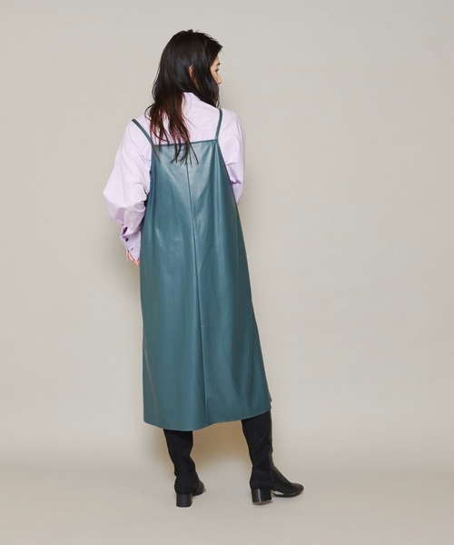 lautreamont BLEUBLANC（ロートレアモンブルーブラン）の「<lautreamont BLEUBLANC>フェイクレザーキャミワンピース（ワンピース・レディース・ブラック/カーキ/ベージュ・9号）」の17枚目の写真