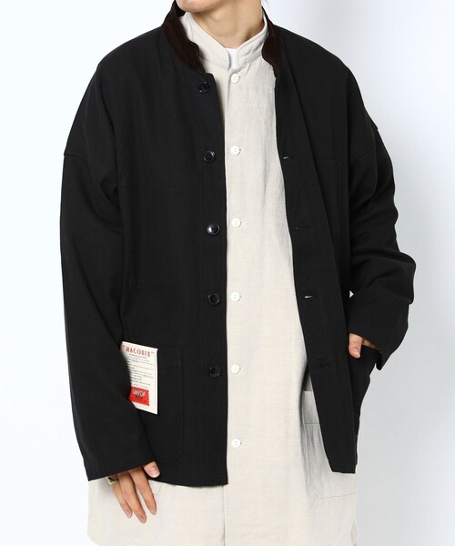 FREAK'S STORE（フリークスストア）の「WEB限定 MACOBER×FREAK'S STORE/マコバー 別注 スタンドカラー フレンチワークジャケット/カバーオール/コーデュロイ襟（カバーオール・メンズ・ブラック/オリーブ/ネイビー・SMALL/MEDIUM/LARGE）」の7枚目の写真