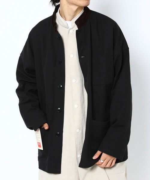 FREAK'S STORE（フリークスストア）の「WEB限定 MACOBER×FREAK'S STORE/マコバー 別注 スタンドカラー フレンチワークジャケット/カバーオール/コーデュロイ襟（カバーオール・メンズ・ブラック/オリーブ/ネイビー・SMALL/MEDIUM/LARGE）」の22枚目の写真