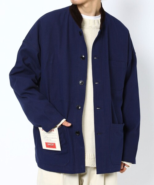 FREAK'S STORE（フリークスストア）の「WEB限定 MACOBER×FREAK'S STORE/マコバー 別注 スタンドカラー フレンチワークジャケット/カバーオール/コーデュロイ襟（カバーオール・メンズ・ブラック/オリーブ/ネイビー・SMALL/MEDIUM/LARGE）」の21枚目の写真