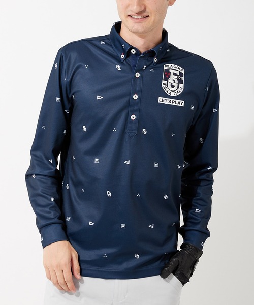 FILA（フィラ）の「【FILA GOLF/フィラゴルフ】ワンポイントロゴ 長袖ポロシャツ/吸汗速乾/UVカット（ポロシャツ・メンズ・ブルー/ネイビー/ホワイト/オレンジ・L/M/LL/3L）」の3枚目の写真