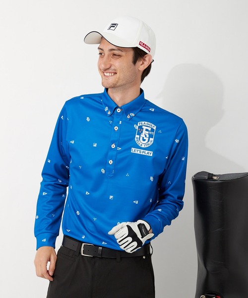 FILA（フィラ）の「【FILA GOLF/フィラゴルフ】ワンポイントロゴ 長袖ポロシャツ/吸汗速乾/UVカット（ポロシャツ・メンズ・ブルー/ネイビー/ホワイト/オレンジ・L/M/LL/3L）」の7枚目の写真