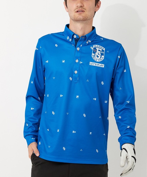 FILA（フィラ）の「【FILA GOLF/フィラゴルフ】ワンポイントロゴ 長袖ポロシャツ/吸汗速乾/UVカット（ポロシャツ・メンズ・ブルー/ネイビー/ホワイト/オレンジ・L/M/LL/3L）」の5枚目の写真