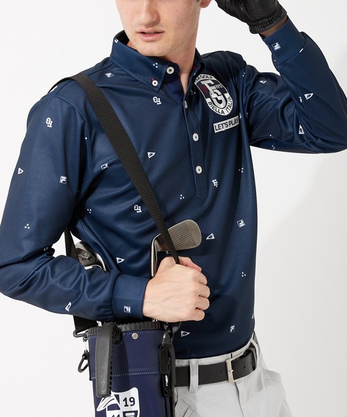 FILA（フィラ）の「【FILA GOLF/フィラゴルフ】ワンポイントロゴ 長袖ポロシャツ/吸汗速乾/UVカット（ポロシャツ・メンズ・ブルー/ネイビー/ホワイト/オレンジ・L/M/LL/3L）」の6枚目の写真