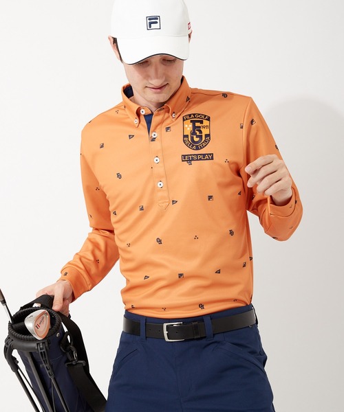 FILA（フィラ）の「【FILA GOLF/フィラゴルフ】ワンポイントロゴ 長袖ポロシャツ/吸汗速乾/UVカット（ポロシャツ・メンズ・ブルー/ネイビー/ホワイト/オレンジ・L/M/LL/3L）」の9枚目の写真