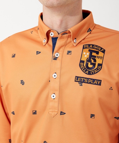 FILA（フィラ）の「【FILA GOLF/フィラゴルフ】ワンポイントロゴ 長袖ポロシャツ/吸汗速乾/UVカット（ポロシャツ・メンズ・ブルー/ネイビー/ホワイト/オレンジ・L/M/LL/3L）」の10枚目の写真