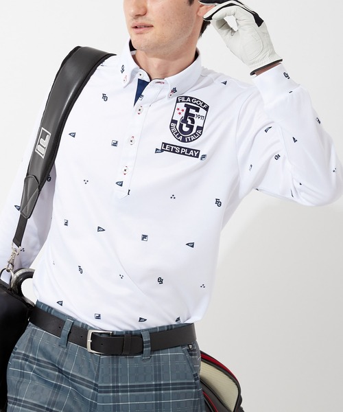 FILA（フィラ）の「【FILA GOLF/フィラゴルフ】ワンポイントロゴ 長袖ポロシャツ/吸汗速乾/UVカット（ポロシャツ・メンズ・ブルー/ネイビー/ホワイト/オレンジ・L/M/LL/3L）」の15枚目の写真