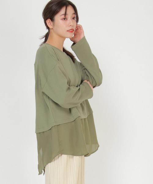 ikka（イッカ）の「オーガニックコットン異素材プルオーバー（Tシャツ/カットソー・レディース・オフホワイト/ブラック/オリーブ・M/L）」の8枚目の写真