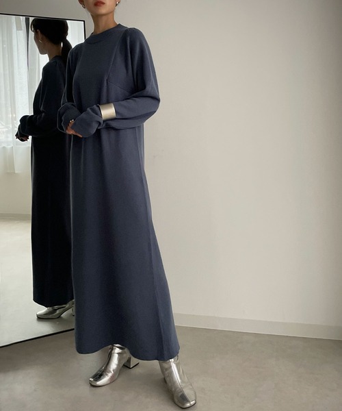 &g'aime（アンジェム）の「【&g’aime】ショルダータックニットワンピース（ワンピース・レディース・ブラック/ダークブルー/グレイッシュベージュ・FREE）」の17枚目の写真