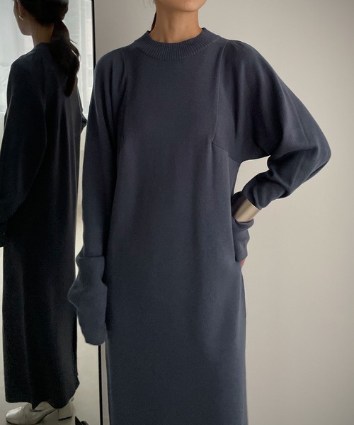 &g'aime（アンジェム）の「【&g’aime】ショルダータックニットワンピース（ワンピース・レディース・ブラック/ダークブルー/グレイッシュベージュ・FREE）」の11枚目の写真