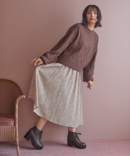 Honeys（ハニーズ）の「ケーブル編トップス（ニット/セーター・レディース・ピンク系その他/ブルー系その他/ベージュ/ブラウン/アイボリー・S/L/M）」の16枚目の写真