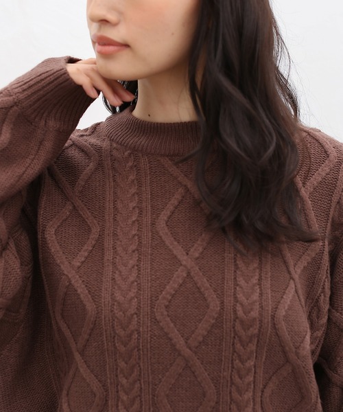 Honeys（ハニーズ）の「ケーブル編トップス（ニット/セーター・レディース・ピンク系その他/ブルー系その他/ベージュ/ブラウン/アイボリー・S/L/M）」の17枚目の写真