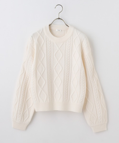Honeys（ハニーズ）の「ケーブル編トップス（ニット/セーター・レディース・ピンク系その他/ブルー系その他/ベージュ/ブラウン/アイボリー・S/L/M）」の13枚目の写真