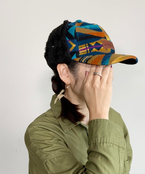 PENDLETON（ペンドルトン）の「ST:PENDLETON PD MULTI BOMBER CAP（キャップ・レディース・ブラック/ターコイズブルー/ベージュ・FREE）」の3枚目の写真