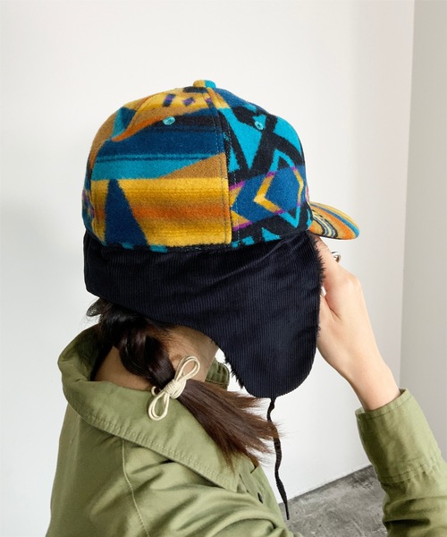 PENDLETON（ペンドルトン）の「ST:PENDLETON PD MULTI BOMBER CAP（キャップ・レディース・ブラック/ターコイズブルー/ベージュ・FREE）」の10枚目の写真