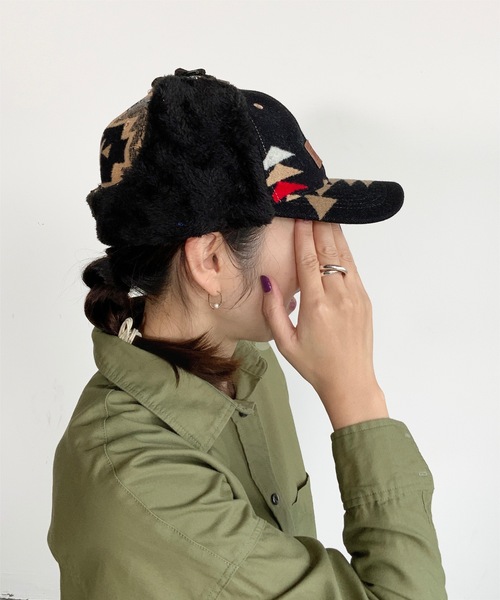 PENDLETON（ペンドルトン）の「ST:PENDLETON PD MULTI BOMBER CAP（キャップ・レディース・ブラック/ターコイズブルー/ベージュ・FREE）」の5枚目の写真