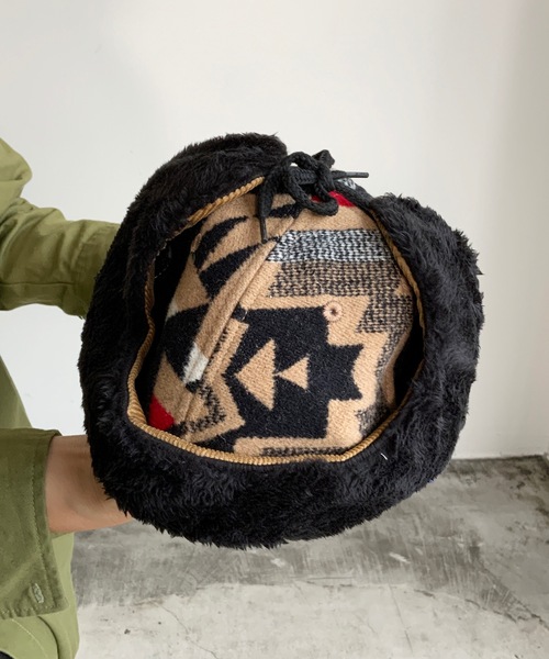 PENDLETON（ペンドルトン）の「ST:PENDLETON PD MULTI BOMBER CAP（キャップ・レディース・ブラック/ターコイズブルー/ベージュ・FREE）」の7枚目の写真
